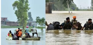 उत्तर भारत भीषण बाढ़ की चपेट में: पंजाब, हिमाचल प्रदेश, जम्मू-कश्मीर, यूपी और दिल्ली में तबाही, जाने हर राज्य की स्थिति बाढ़ क्षेत्र से लोग बाहर निकलते हुए